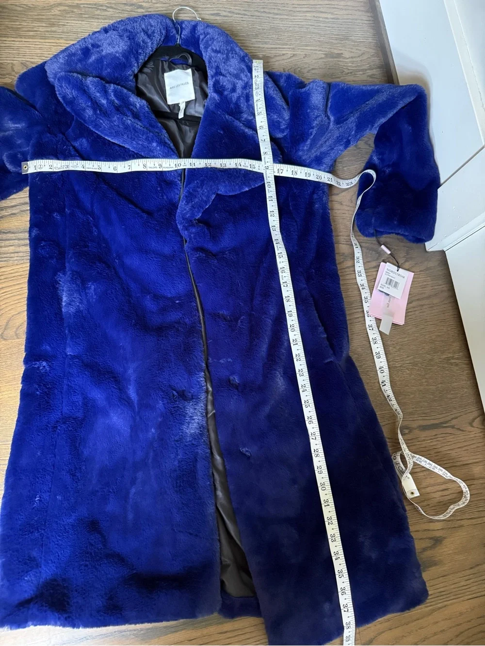 NWT Avec Les Filles Electric Blue Faux-Fur Teddy Coat size XS loose fit.